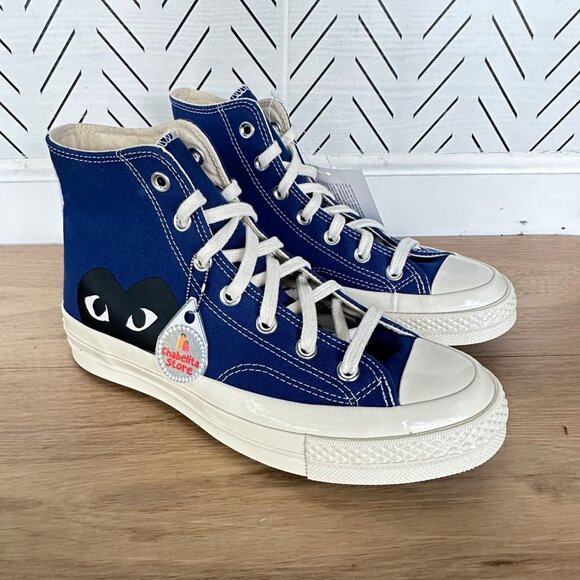 ⭐Converse Chuck 70 CDG Hi Mens Shoes Sz 10 Comme des Garcons PLAY Blue 171846C⭐ - Picture 4 of 10